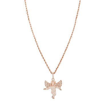 Rose 14K Rose Gold Diamond Angel Pendant 1.00 Ctw
